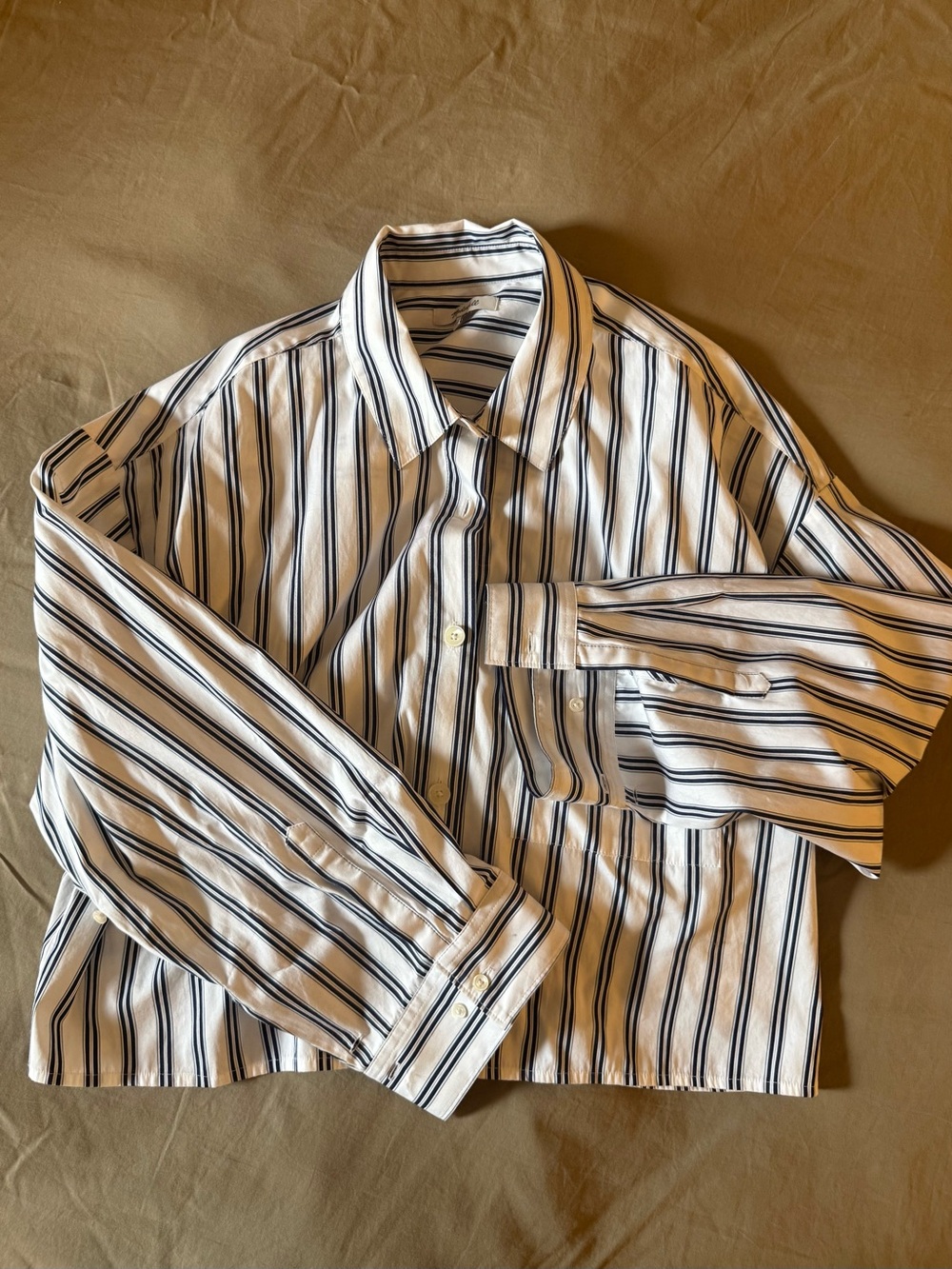 Madewell White Shirt with Navy Stripes